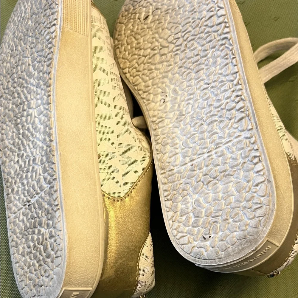Michael Kors kids Gold and cream Logo Sneakers size 2